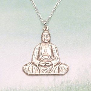 Buddha Sitting Asana Silver Plated Brass Necklace